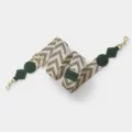 Adjustable wide replacement bag strap with chevron pattern and dark green leather details. - Army Green