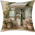 Französischer Landhausstil Blumen Aquarell Kissenbezug Detailansicht, Vintage Sofadeko. - Kissenbezug Ohne Füllung / Retro Laden Blumenlandschaft (DYM478-4)