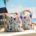 Waterproof watercolor floral throw pillow cover detail scene, Nordic minimalist style. - Purple Botanical Floral Style (DYM474-3) / Two Pieces Pack (45x45cm)