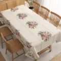Vintage rosa Rosen Tischdecke für Esstisch Heimdekoration staubdichte elegante Stoffabdeckung - 40x60cm (Gebürsteter Stoff) / Europäischer Retro-Rosenstil (ZB711-15)