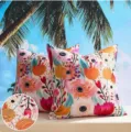 Waterproof floral throw pillow cover detail, Nordic style decorative cushion case for sofa. - Fresh Pink Floral Style (DYM474-1) / Two Pieces Pack (45x45cm)