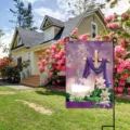 Easter garden flag with cross and lily print, double-sided yard banner for spring outdoor. - Religious Cross Lily Holy Cloth (HYQ71-12)