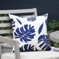 Outdoor waterproof plant throw pillow cover, elegant blue monstera leaf sofa cushion for home decor. - Modern Blue Botanical (DYM472-4) / 45x45cm