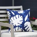 Modern outdoor waterproof botanical throw pillow cover for sofa bed car nap cushion decor. - Deep Blue Pink White Plant (DYM472-5) / 45x45cm