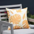 Modern outdoor waterproof throw pillow cover with tropical leaf pattern for home sofa decor. - Yellow Orange Tropical Leaf (DYM472-6) / 45x45cm