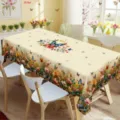 Fruehling Sommer Blumen Tischdecke Detail mit buntem Schmetterling und Bluetenmuster. - 40x60cm Gebürsteter Stoff / ZB711-5