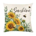 Fundas de cojín de girasol de otoño con estampado de abejas, funda de almohada rústica elegante. - 45*45cm Lino Una Cara Sin Relleno / Estampado de Girasol (DYM468-1)