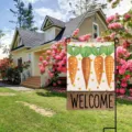 Easter Garden Flag Carrot Print Welcome Spring Yard Banner Outdoor Yard Decoration - Burlap Edge Carrot (HYQ71-4)