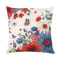 American Independence Day throw pillow cover patriotic red white and blue floral sofa decor - 45*45cm Linen Single-Sided No Insert / DYM467-1