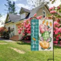 Easter garden flag featuring cute bunny and colorful eggs, double-sided decorative banner for yard lawn decor. - Bicycle Easter Egg Carrot (HYQ71-2)