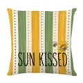 Funda de Cojín Girasol Verde Amarillo Rayada Algodón Lino Almohadón Decoración Otoño - 45*45cm Lino Una Cara Sin Relleno / Estampado de Girasol (DYM468-3)
