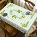 Summer lemon tablecloth for dining table with blue stripes decorative fabric cover - Brushed Fabric / Pattern 2