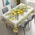 Nappe de table rectangulaire motif citron et olive avec bordure festonnée pour cuisine. - Style ZB742-15 (Bord Festonné) / 40x60cm Tissu Brossé