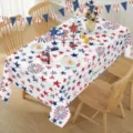 Independence Day Tablecloth Patriotic Red Blue Stars Table Cover Festive Party Decor - Style 14 (ZB225-14) / 40x60cm Brushed Fabric