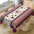 Independence Day tablecloth patriotic American flag table cloth party decor 140x200cm - Red White Blue Stars and Stripes Style (ZB225-17) / 40x60cm Brushed Fabric (20g)