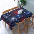 Independence Day tablecloth with red white blue fireworks stars pattern home dining decor. - Dark Blue Multicolor Fireworks and Stars Style (ZB225-22) / 40*60cm Brushed Fabric
