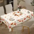 Nappe de table florale printemps été avec motif de coquelicots rouges et papillons pour salle. - HZB730-27 / Tissu Brossé