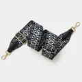 Black and white woven replacement bag strap, adjustable crossbody purse strap with gold hardware - Gold Buckle / Black