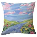 Decorative throw pillow case featuring oil painting landscape design, perfect for home sofa. - CDR275-13 Style / Single Side Printing Without Core