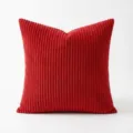 Funda de cojín de pana roja lisa, suave funda de cojín decorativa para el sofá. - Funda de Almohada Única (Sin Relleno) / Rojo / 45x45 cm