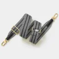 Schwarz-weißer gestreifter Ersatz-Taschenriemen mit goldener Hardware und verstellbarer Schnalle. - Goldschnalle / Schwarz