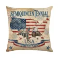 American Semiquincentennial decorative throw pillow cover with US flag and eagle vintage style - 45*45cm Linen Single-Sided No Insert / DYM467-6