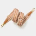 Verstellbarer Ersatz-Schultergurt mit braun-weissem Streifengurt und goldener Metallhardware. - Goldschnalle / Braun