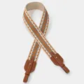 Replacement canvas crossbody bag strap with tan leather ends and geometric wave pattern for bags - 70cm Gold Nail / Brown
