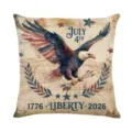 American Independence Day throw pillow cover with vintage eagle design, 1776 Liberty theme. - 45*45cm Linen Single-Sided No Insert / DYM467-8