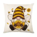 Autumn sunflower gnome throw pillowcase, cute bee yellow cushion cover for sofa bed 45x45. - 45*45cm Linen Single-Sided No Insert / Gnome Print (DYM468-9)