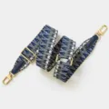 Bandoulière tissée réglable avec motif à rayures bleues et quincaillerie dorée pour sac - Style Boucle Dorée / Bleu
