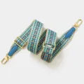Replacement adjustable woven shoulder strap with blue chevron pattern and gold hardware. - Gold Buckle / Light Blue