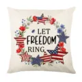 American Independence Day pillow cover, red white blue star floral cushion cover for sofa home decor - 45*45cm Linen Single-Sided No Insert / DYM467-9