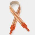 Woven wide replacement shoulder strap featuring a geometric wave pattern and premium leather ends. - Orange