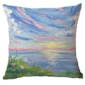 Decorative oil painting landscape cushion cover, vibrant sunset art print throw pillow case - CDR275-4 Style / Single Side Printing Without Core