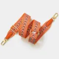 Adjustable orange chevron woven replacement bag strap with gold-tone hardware for purse. - Orange