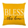 Yellow decorative pillow cover with bless this home text, soft linen sofa cushion case. - 45*45cm Linen Single-Sided No Insert / Letter Print (DYM468-15)