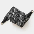 Black and white woven replacement bag strap, wide shoulder strap for handbag purse. - 70cm Gold O-Ring / B&W Geometric Pattern