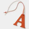 Leather letter A bag charm orange keychain accessory for handbag purse decoration - Orange