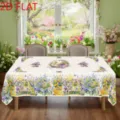 Nappe florale de printemps housse de table décorative design de fleurs aquarelles vibrantes - HZB730-18 / Tissu Brossé