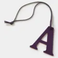 Purple leather letter A pendant charm for handbag, purse, and car key accessories. - Purple