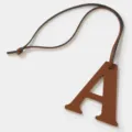 Leather letter A charm handbag pendant, premium cowhide keychain and bag accessory. - Brown