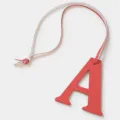 Red leather letter A charm, elegant alphabet bag accessory and car key pendant for women. - Watermelon red