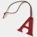 Red leather letter A bag charm keychain, stylish leather alphabet pendant for handbag auto. - Red