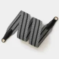 Black and white striped wide replacement shoulder strap for handbags, durable webbing accessory. - 70cm Gold O-Ring / Black & White Stripes