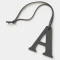 Dark Grey Leather Letter A Bag Charm, Stylish Alphabet Keychain Pendant Accessory - Gray