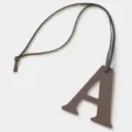 Leather letter A charm bag pendant keyring accessory brown monogram gift stylish aesthetic - Elephant Gray
