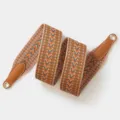 Woven replacement wide bag strap, colorful chevron pattern with leather ends and metal rings. - 70cm Gold O-Ring / Brown Orange Green Herringbone