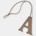 Leather letter A bag charm keychain minimalist luxury style premium leather handbag accessory - Khaki