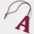 Magenta leather letter A bag charm, stylish keychain pendant for purses and car keys. - Rose Red
